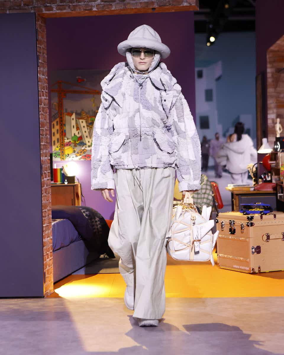 LOUIS VUITTON Tweed Mink fur Coat 38 Authentic Women Used from Japan
